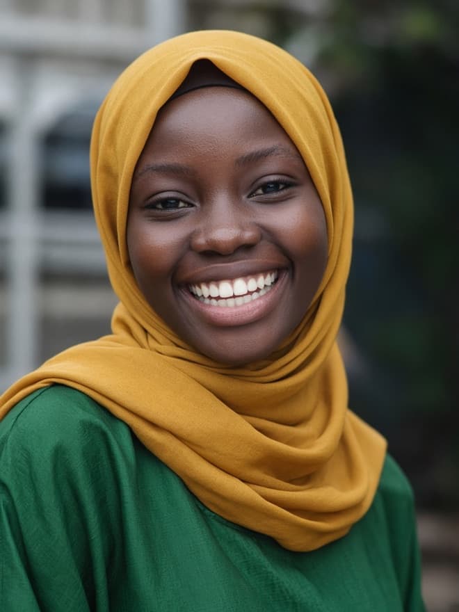 Portrait of a young woman in a hijab representing a new member